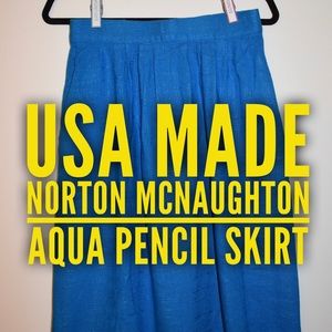 EUC! Vintage Norton McNaughton Aqua Pleated Skirt